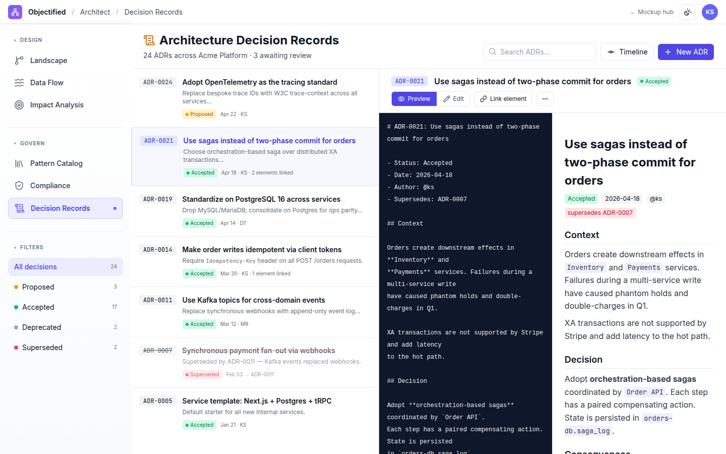 Architect — ADR catalog