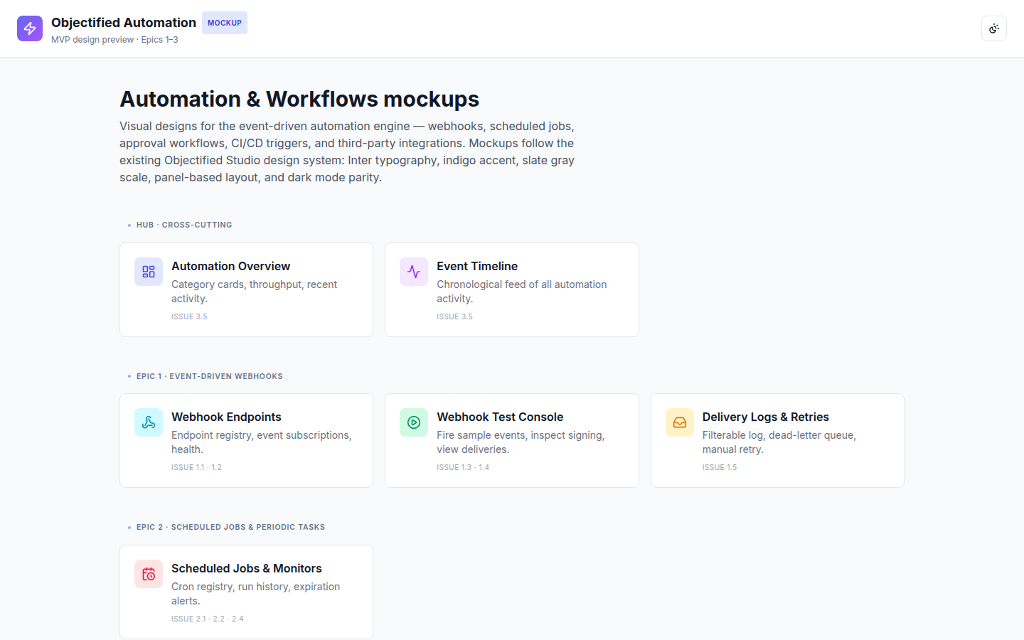 Objectified Automation mockup hub