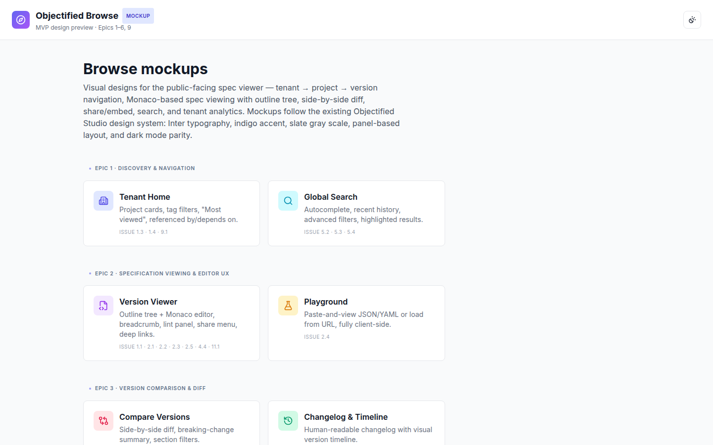 Objectified Browser mockup hub