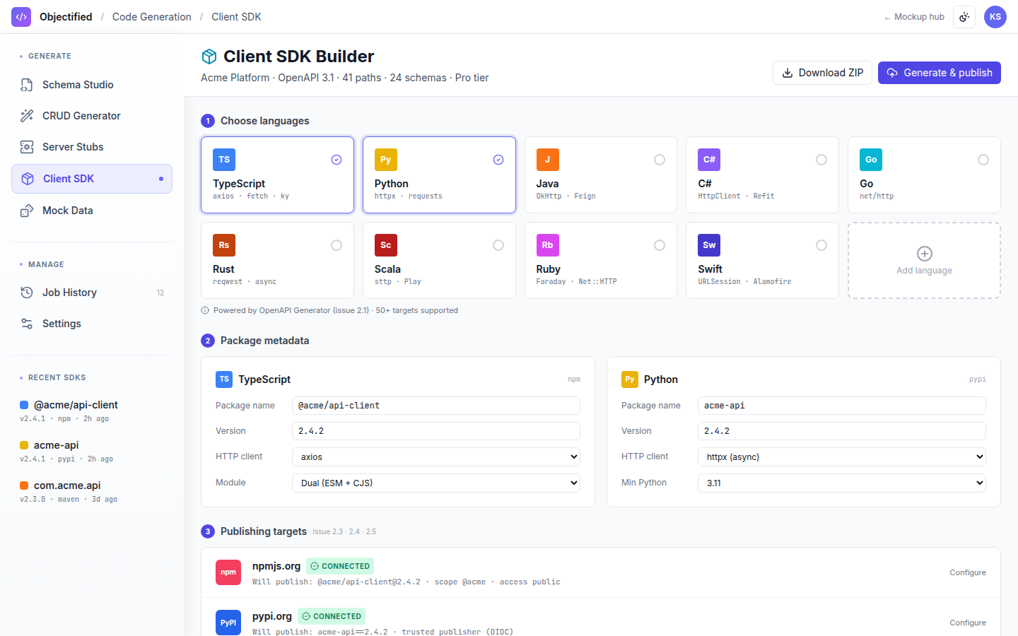 Code Generation — Client SDK