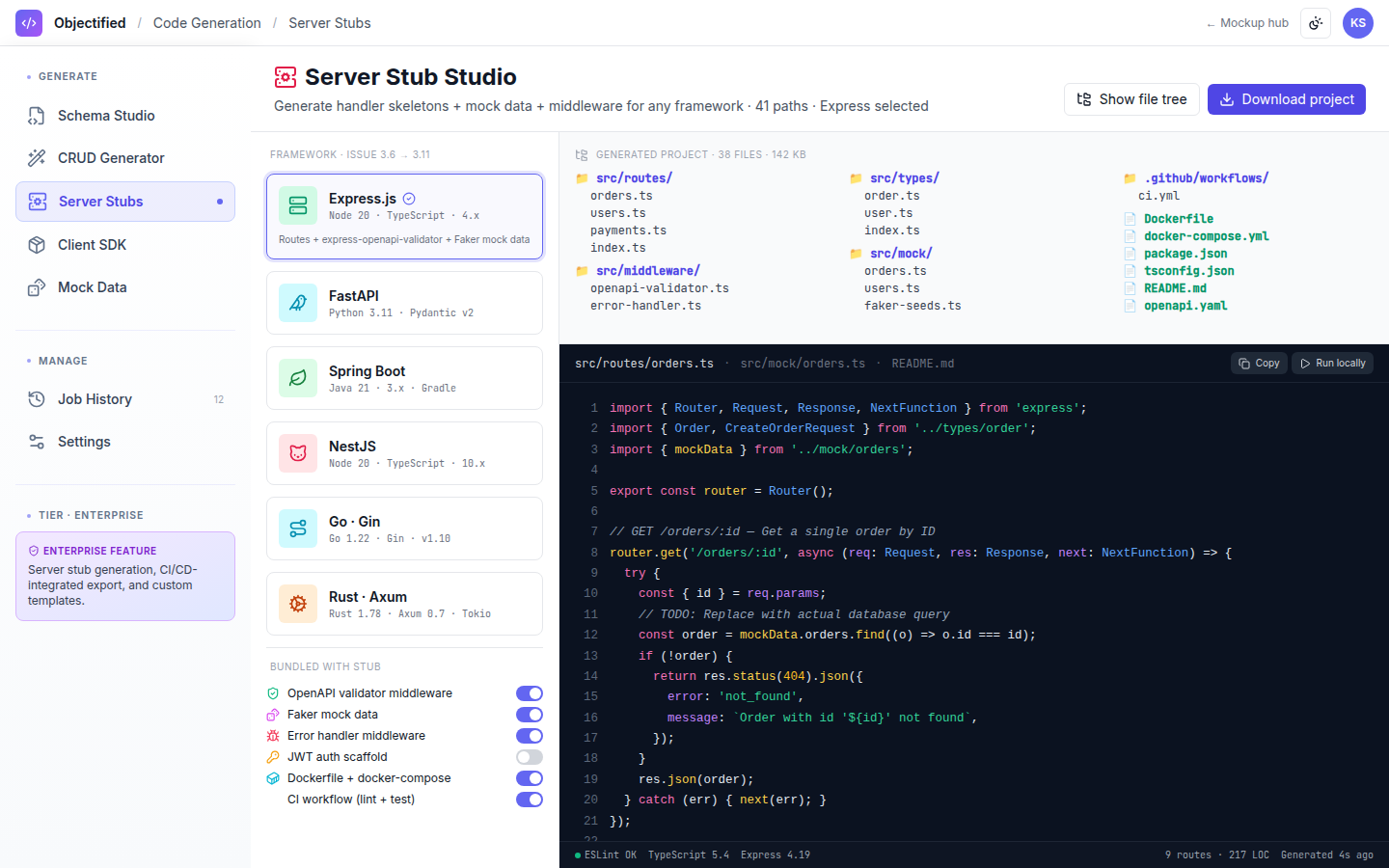 Code Generation — Server stubs