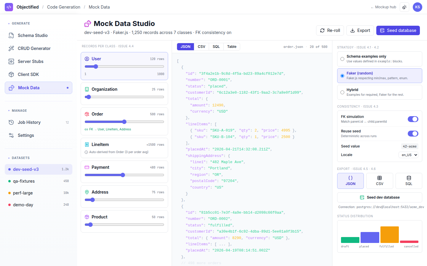 Code Generation — Mock data