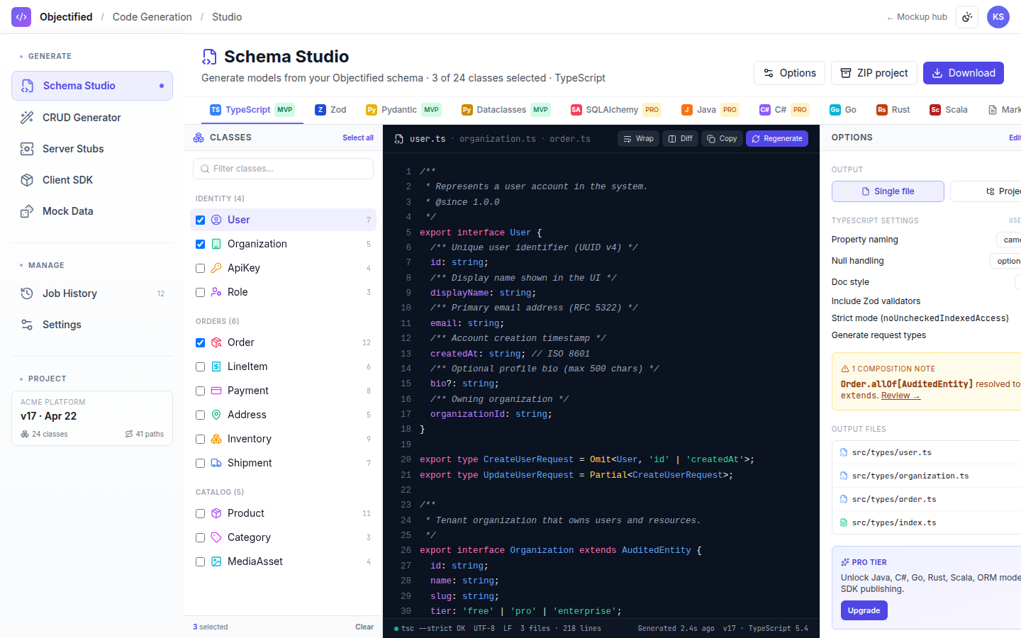 Objectified Code Generation preview