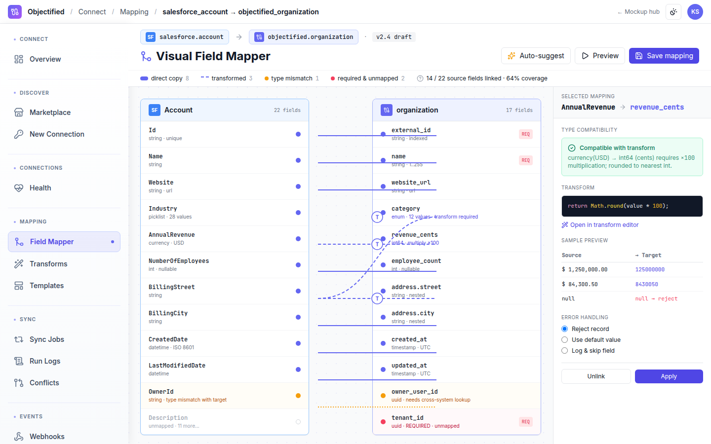 Connect — Mapping editor