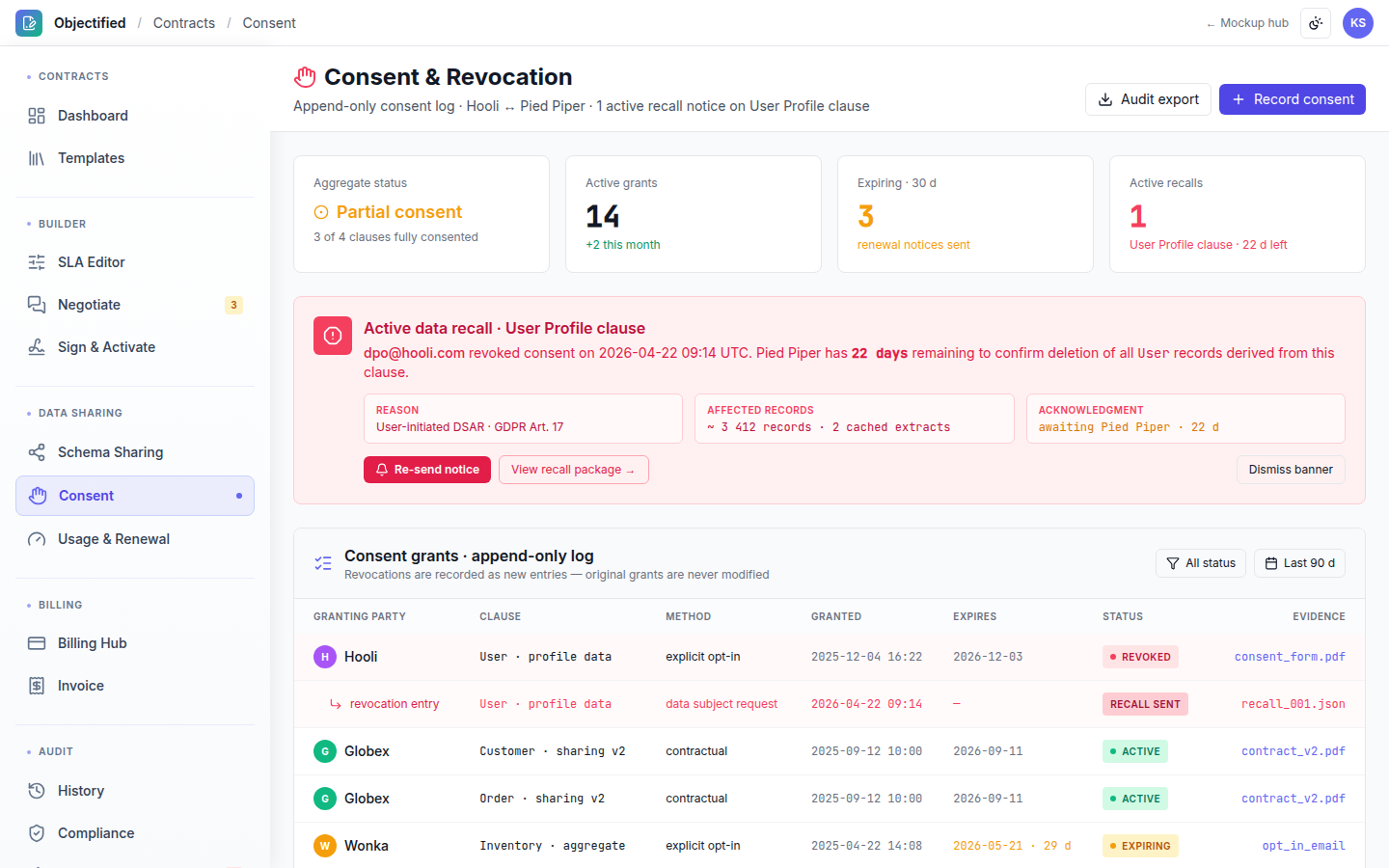 Contracts — Consent capture