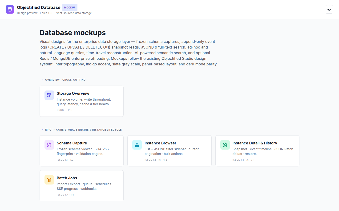 Objectified Database mockup hub