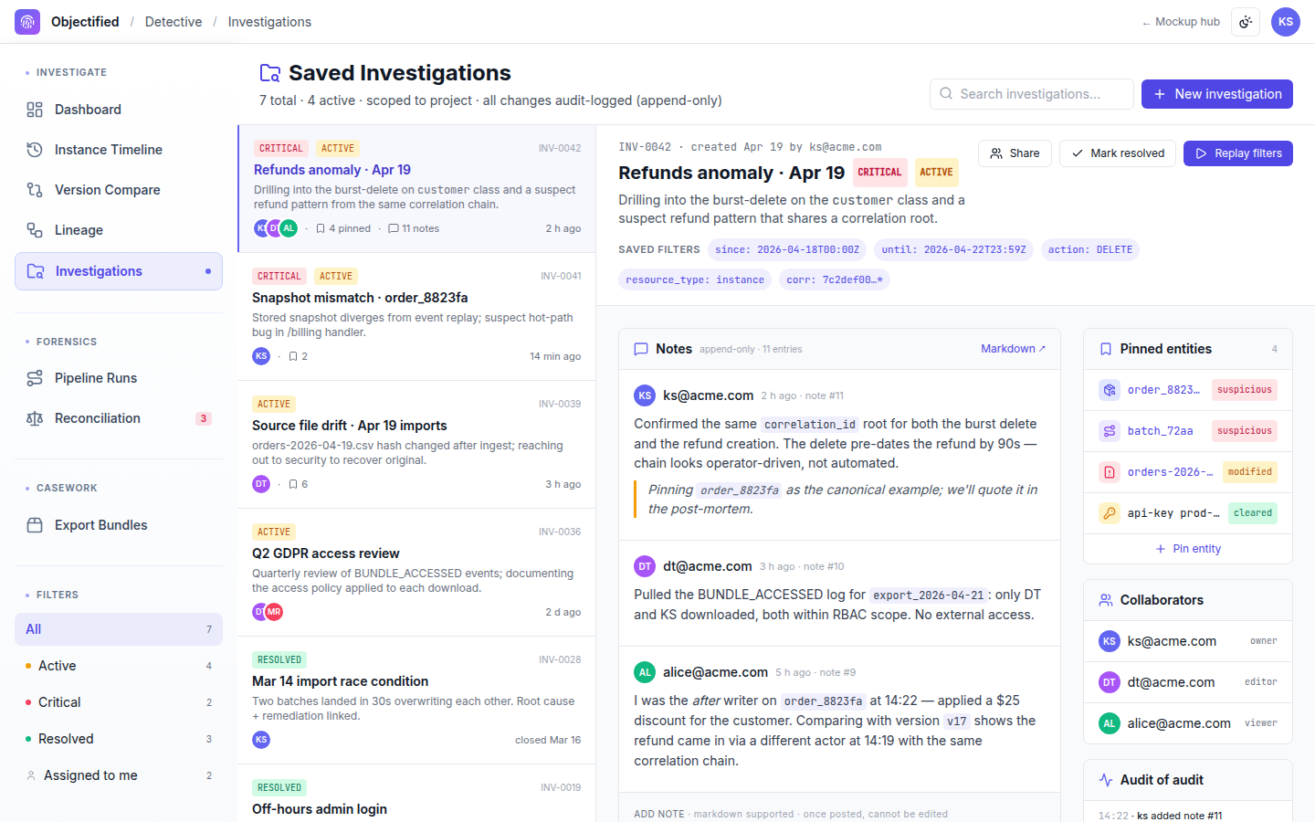 Detective — Investigations