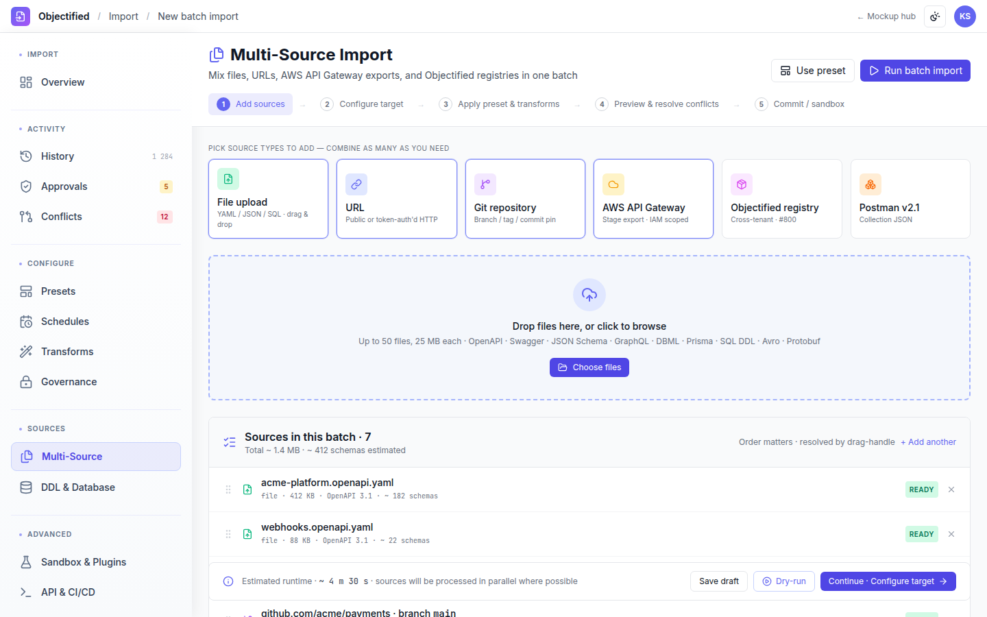 Import — Multi-source