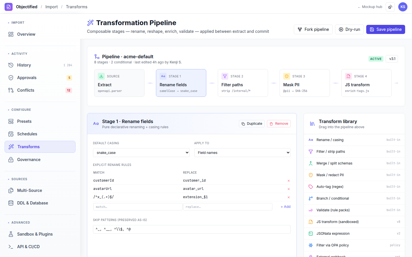 Import — Transforms